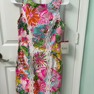 Floral Sleeveless Dress with Lace Detail